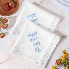 Wedding Handkerchiefs Something Blue For Bride, Mother Of The Bride Gifts Embroidered Lace Keepsake Bridal Hankies - HappyTearsOnly - View 4
