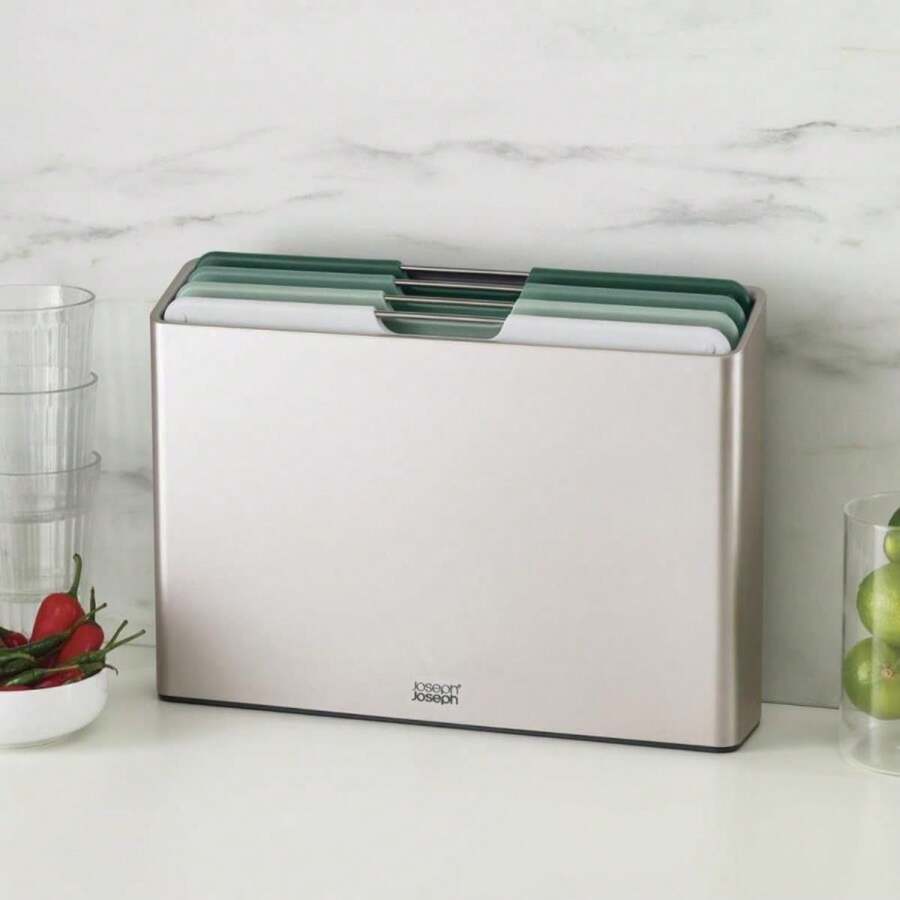 Joseph Joseph Folio 4-Piece Colour Coded Cutting Board Set, Slimline Case For Organized Kitchen Storage, Sage Green - MàuC - Xem 1