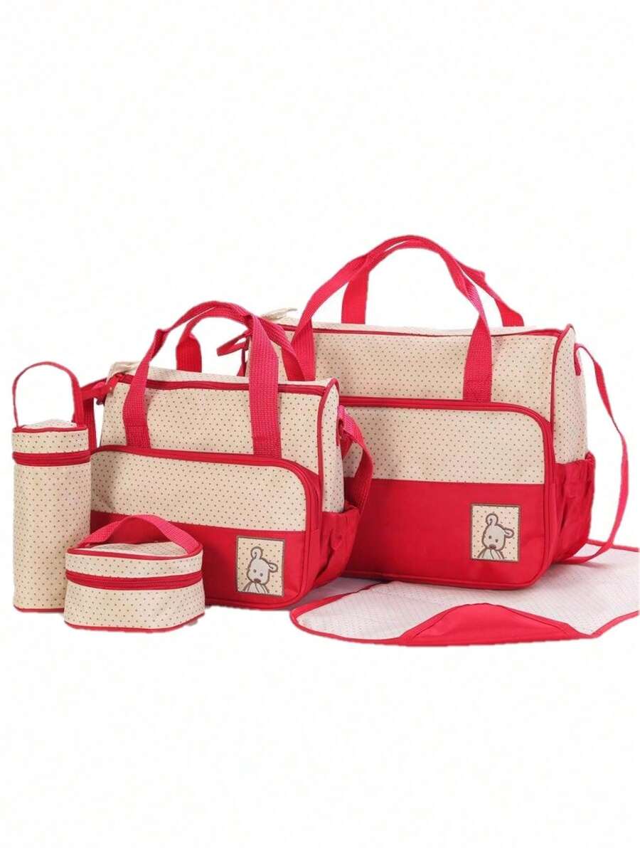 Panaleras Cambiador Bebe Botella Viaje Multiuso De Viaje Para Biberón Bolso Bandolera Set 5 - Rojo - Ver 1