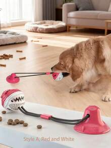 1pc Dog/Cat Toy Suction Cup Slippers, Chew-Resistant, Teeth Grinding, Food Dispensing Ball, Squeaky Dog Toy - Rubber Material, Small To Medium Pets Self-Entertainment Supplies, Interactive Toy | Vibrant Pet Toy | Chew Toy, Dog Toy, Battery-Free - Multicolor - View 2