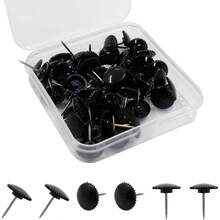 50 Pcs Black Push Pins, Plastic Thumb Tacks Wall Hanging, Flat And Steel Point Push Pins Wall Tacks Thumbtacks Furniture Cork Board Projects Or Home Decor - Đen + 50 - Xem 2
