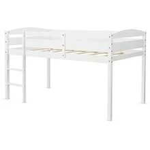Twin Low Loft Bunk Junior Bed Bedroom Wooden Guard Rail Ladder White - 白色 - 查看 1
