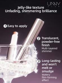 unny club 水晶冰高光棒，棒状高光眼影，提亮面部和眼部，钻石般闪耀，闪片，无粉妆效，易于涂抹，不晕染，持久闪亮，轻盈顺滑，日常妆容 - #Rosy Ice - 查看 4