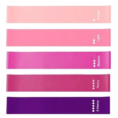 5pcs Red TPE Non-Slip Lightweight Resistance Bands, Ideal For Yoga, Pilates, Gymnastics And Dance. They Are Flexible And Suitable For Mother's Day, Valentine's Day, Christmas, Women's Day And Thanksgiving.