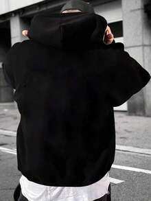 Áo hoodie nam phong cách thường ngày, họa tiết đường phố New York, túi kangaroo, dây rút, lót giữ nhiệt, thích hợp cho mùa Thu/Đông. - màu đen - Xem 2