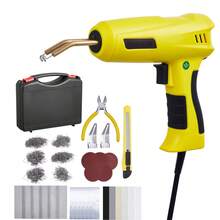 Kit de soldadura de plástico, Pistola de soldadura de plástico de 220W con grapas calientes de 1200PCS y varillas de soldadura de 76PCS, Pistola de soldadura de grapas calientes profesional con luz led, Caja de transporte para kayak, Juguetes - Amarillo - Ver 8