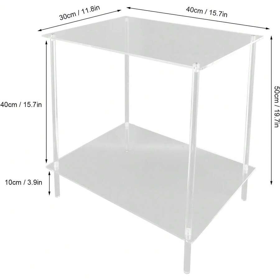 Mesa Auxiliar de Acrílico, Mesita de Noche Pequeña y Moderna, Liviana de 2 Niveles para Sala de Estar, Dormitorio, Montaje Rápido, Mesa Auxiliar Pequeña y Moderna para Sala de - 1 - Ver 1