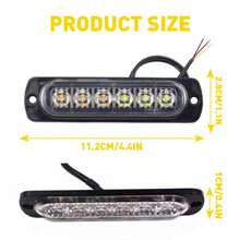 1pc Amber White Light 6 LED Car Truck Emergency Beacon Warning Hazard Flashing Strobe Light, 12V-24V, Suitable For Work Vehicles, Automobiles