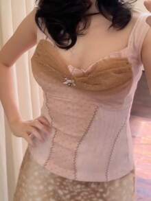 Women Y2k Summer Crop Tank Tops Lace Patchwork Sweetheart Neck Sleeveless Vest Tops Vintage Slim Fit Shirts For Teen Girls Fairy Grunge Aesthetic Knit Ribbed Coquette Clothes Harajuku 2000s Streetwear - 粉色 - 查看 8