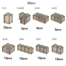 Transparent Grey Blue Thick Building Blocks 1x1 1x2 2x2 2x4 Dots Clear Black Brick Educational Creative Toy For Kid