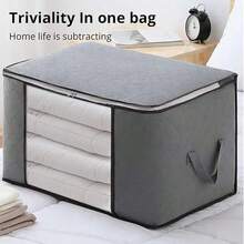 2Pcs Large Capacity Storage Bag,Non-Woven Quilt Storage Bag, Quilt Travel Moving Storage Packing Bag, Clothes Luggage Storage Bag, For Seasonal Storage And Organization Decorations Autumn Decor Festival Decor Room Decor Home Decor Fall Decor Bedroom Decor Christmas For Holiday Gift Giving - Xám - Xem 8