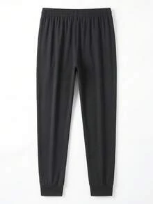 Plus Size Men's Long Pants Autumn/Summer Elastic Sports Casual Joggers With Zipper Pockets And Drawstring Waist Black Fall - Black - View 3