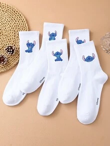 Disney 1/5/10 Pairs Unisex Cartoon Crew Socks, Stitch Animated Movie Graphic Design, Cute Cartoon Pattern, Suitable For Daily Wear, Providing All-Day Comfort And Good Elasticity - Multicolor - View 9
