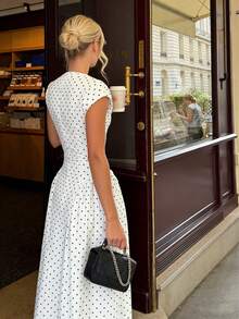 New Women's Casual Elegant Colorblock Polka Dot Zip Up Hooded Long Dress, Spring/Summer - Multicolor - View 2
