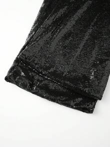Women's Sparkle Sequin Pants Lightweight Elastic Waist Wide Leg Loose Pants Trousers - Negro - Ver 6