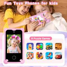 适合3-10岁儿童的玩具手机，男女皆宜，圣诞节和生日礼物，2.8英寸触摸屏早教玩具手机，配备双摄像头、游戏和音乐播放器。 - 彩色 - 查看 3