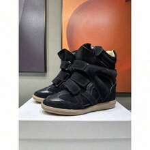 New 2026 Hidden Height-Increasing High-Top Women's Shoes, Color-Matching Flat Casual Sneakers. New 2025 Hidden Height-Increasing High-Top Women's Shoes, Color-Matching Flat Casual Sneakers. Designer High-Top Shoes For Women In Autumn And Winter, Body-Hugging Casual Sports Shoes, Versatile White Shoes With A Thick Black Sole. 7 Cm Internal Heel Lift Women's Ankle Boots, High-Top Models For Petite Sizes. - 黑色 - 查看 4