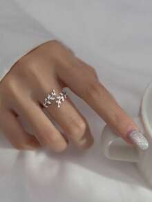 1 chiếc nhẫn điều chỉnh được, thiết kế cành cây thanh lịch tối giản, phù hợp để đeo hàng ngày và trong các buổi gặp gỡ. - Bạc - Xem 4