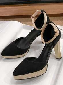 闪亮水钻蝴蝶结银色尖头细高跟女式套脚鞋 - 黑色 - 查看 6