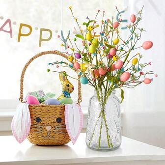 人造复活节花卉，1/3 件装复活节彩蛋浆果装饰品，春季花枝彩蛋树枝，适用于家居派对花瓶插花中心装饰，人造春季花卉装饰，家居花瓶桌面中心装饰品