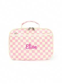 This Personalized, Checkerboard Square Outdoor Tote Bag Features Embroidered Details And Can Be Customized With Your Name Or Text. The Two-Tone Checkered Design Makes It A Portable Picnic Bag With Kitchen Storage. It Includes A Practical Front Zippered Pocket, A Fixed Top Handle, And Is Simple Yet Durable. Suitable For Daily Commutes, Office Work, School Trips, Camping, Picnics, And Outdoor Use. A Perfect Gift (Non-Food Contact). - Multicolor - View 5