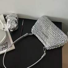 1 pieza de cinta metálica brillante, material de tejido de cuero sintético suave hecho a mano, suministros de alta gama para la fabricación de bolsos - Azul Marino - Ver 6