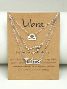 3 pièces/set Collier à la mode 12 à pendentif constellation pour femme pour décoration quotidienne - Argent - Voir 22