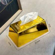 1个仿金砖纸巾盒，创意金条纸巾架，豪华酒店风格餐巾/面巾纸分配器 - 均碼 - 查看 2