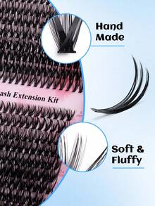 400pcs Eyelash Extensions, D Curl 9-16mm Mixed Length DIY Lash Extensions, 30pcs+40pcs Mixed Set, Fluffy Segmented Lash Extensions, Natural Cluster Lash Extensions, Faux Mink Segmented False Lashes - D - View 4