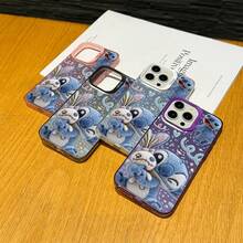 Disney.Fluffy Stitch Patterned Phone Case With Cute Faces And Colorful Accents. Compatible With IPhone 17, 16, 15, 14, 13, 12, And 11 Pro Models. Made Of TPU, With Shockproof Protection. A Perfect Gift For Family, Friends, Birthdays, Spring Festival, Holidays, Boyfriends, Girlfriends, And Valentine's Day. - 紫色 - 查看 3
