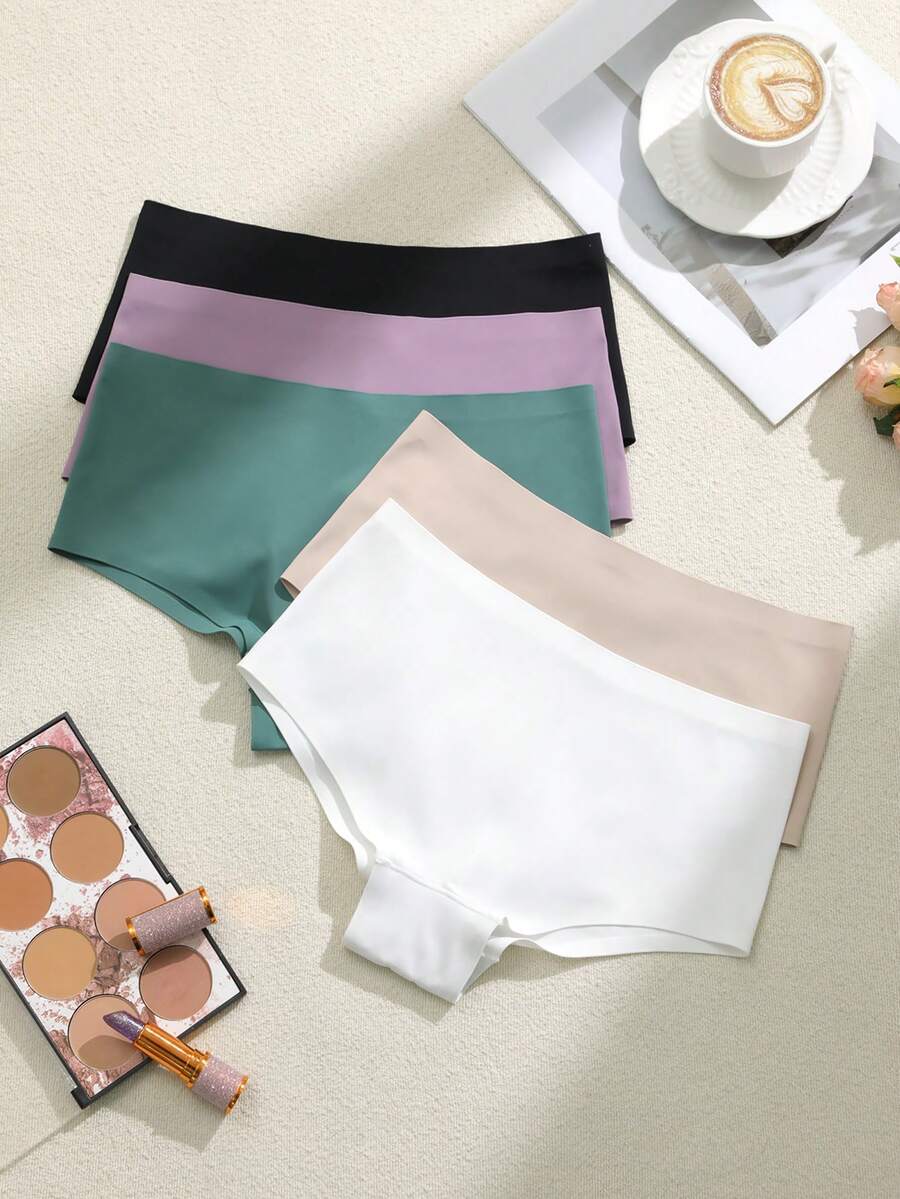 5 chiếc/gói Quần lót nữ không đường may, độ co giãn cao, kiểu hipster - Nhiều màu - Xem 1