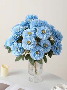 1束人造七头牡丹花束，人造芙蓉花束，适用于家居装饰、婚礼装饰、新娘手捧花、卧室客厅装饰、花瓶装饰、餐桌摆饰、情人节装饰、情人节礼物、户外花园装饰、庭院装饰、生日礼物、春夏装饰、玫瑰