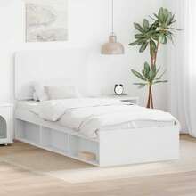 vidaXL Cadre de lit Blanc 90 x 190 cm Bois de pin massif - Blanc - Voir 2