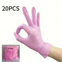 10/20/50/100pcs Powder-Free Disposable Gloves, Black/Pink Nitrile Gloves With Excellent Elasticity - For Food Handling, Nail Care, Washing Dishes And Household Cleaning - Baby Pink - View 18
