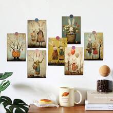 20 piezas Tarjetas de póster de Pascua abstractas vintage con pegatinas, conejito de Pascua, huevos y diseños florales de primavera, postales multicolor adecuadas para scrapbooking, decoración de pared, scrapbook, álbum de fotos DIY, manualidades, regalos y decoraciones de fiesta - Multicolor - Ver 5