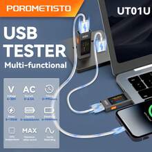 POROMETISTO UT01U USB 测试仪功率计 0-6.5A USB 电压电流检测器电流表电压表容量测试仪移动电源充电器测试 - 黑色 - 查看 4