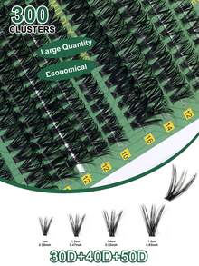 300pcs Eyelash Extensions, D Curl 9-16mm Mixed Length DIY Lash Extensions, 30P+40P+50P, Fluffy Segmented Lash Extensions, Natural Cluster Lash Extensions, Mixed Length Lash Extensions, Faux Mink Segmented Lash Extensions - D - View 4