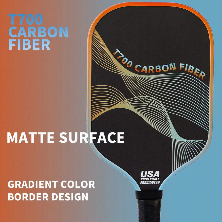 1pc Carbon Fiber Matte T700 Pickleball Paddle With Gradient Color Edging And UV Printing, US Certified Pickleball Paddle In Multiple Gradient Colors - Nhiều màu - Xem 1