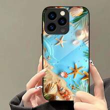 Funda de teléfono de vidrio templado con paisaje de estrella de mar a la moda para Apple  16 15 14 13 12 11 XS XR X 8 7 6 6S - Colores mixtos - Ver 3