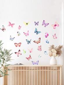 1pc Butterfly Decorative Self-Adhesive Removable Wallpaper, Suitable For Living Room Wall, Window Decoration - Cute Creative Wall Decor, Also Applicable For Refrigerator, Bathroom, Room, Bedroom Decoration - Multicolor - View 4