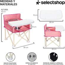 ASDF-SELECTSHOP Silla Para Bebe Portatil Plegable Silla para Comer Ajustable Con Bandeja Desmontable Asiento Elevado Para Uso Interior Con Cinturon de  Periquera Para Bebe Rosa. - rosa - Ver 7