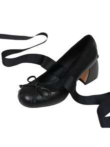 Women's Heel Shoes Women's Platform Heels Shoes Pink Elegant Women Shoes High Heels Pumps Cute Bow High Heels Gothic Heels Closed Toe Heels Chunky Heels Mary Jane Christmas Shoes - màu đen - Xem 9