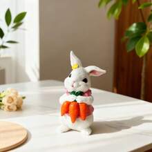 1pc Resin Cartoon Rabbit Figurine, No Accessories, Suitable For Home Decor, Desktop Ornament, Easter Decoration Gift, Boxed Packaging - Multicolor - View 2
