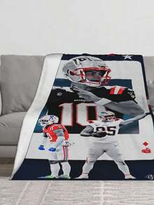1pcs Soft Personalised New England Merch Patriots Flannel Thick Blanket, Suitable For Sofa, Bed, Living Room, Travel, Office, Shawl, Nap Blanket, Air Conditioning Blanket, Bed Sheet, Camping, Ideal Gift, Daily Gift - 黑色 - 查看 3