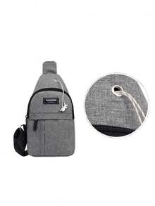 Pechera Mariconera Mochila Cruzada Moda Casual - Gris - Ver 4