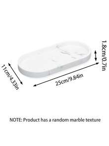 2个白色大理石椭圆形装饰托盘，浴室梳妆台收纳托盘，浴缸和厨房水槽置物架，家居浴室装饰，浴室储物架，秋季装饰，化妆品收纳架，返校必备 - 彩色 - 查看 12