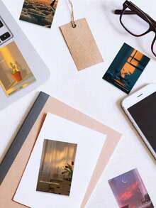 50张日落风景贴纸，卡通可爱风格防水乙烯基贴纸，适用于笔记本电脑、手机、滑板、吉他、行李箱、剪贴簿、头盔、派对装饰和礼品。