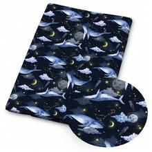 1 pieza de tela acolchada azul - Tamaño: 59 X 19.68 pulgadas (150 X 50 cm), con patrones de noches estrelladas, olas, lunas, osos polares y ballenas, adecuada para manualidades DIY, patchwork, fabricación de carteras y creación de telas. - azul real - Ver 10