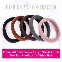100 Pcs Thick Black Hair Ties Large Elastics Bulk Hair Ties Stretch Hair Bands Ponytail Holders For Thick Heavy And Curly Hair,Home And Living New In,Gifts,Household Items,Bathroom Accessories,Back To School,Outdoor Supplies,Party Rwady. - 黑色 - 查看 9