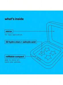 Star Hydrocolloid Salicylic Acid Pimple Patches Mirror Storage Box Cute Star Shape Vegan, 32 Count Acne Spot Stickers For Face ,Mirror Makeup Tool - 多色 - 查看 7